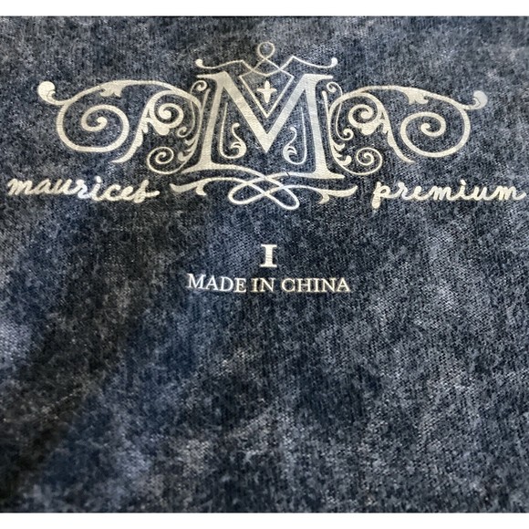 Maurices Top L Boho Hippie Gray Tye Die Studded Collar Fringe Hem Razor Back - Picture 5 of 5